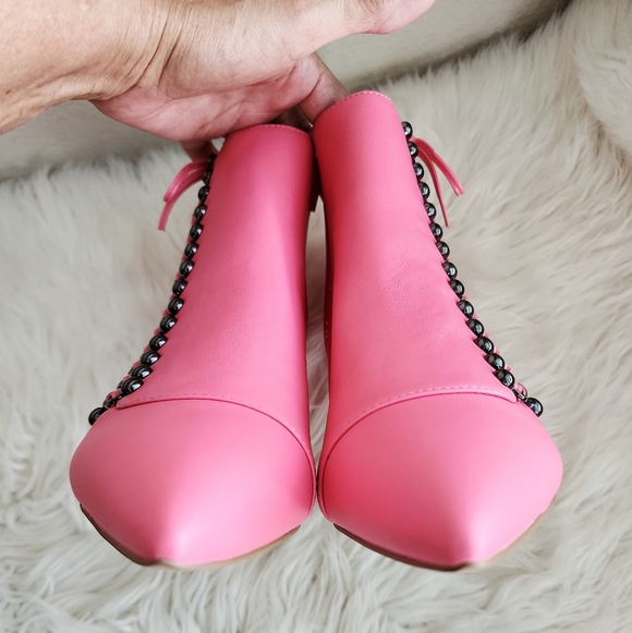 KURT GEIGER LONDON RITA ANKLE BOOTS PINK LEATHER POINTED TOE NANO HEEL SIZE 6.5 - Picture 10 of 16